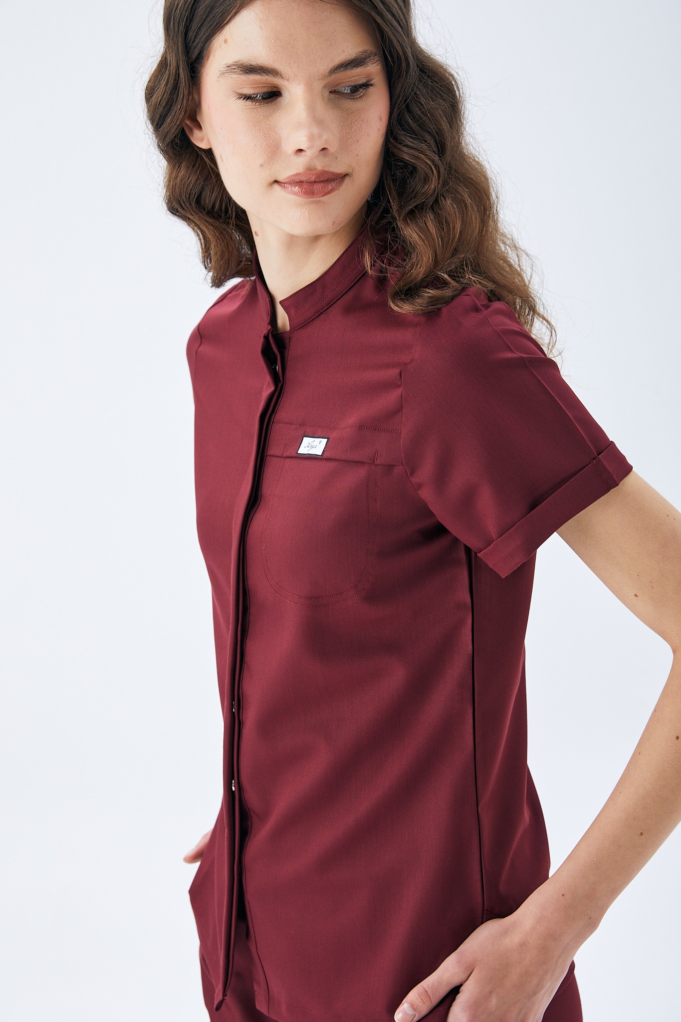 MİLEN SERİE KADIN TEK ÜST SCRUBS - BORDO
