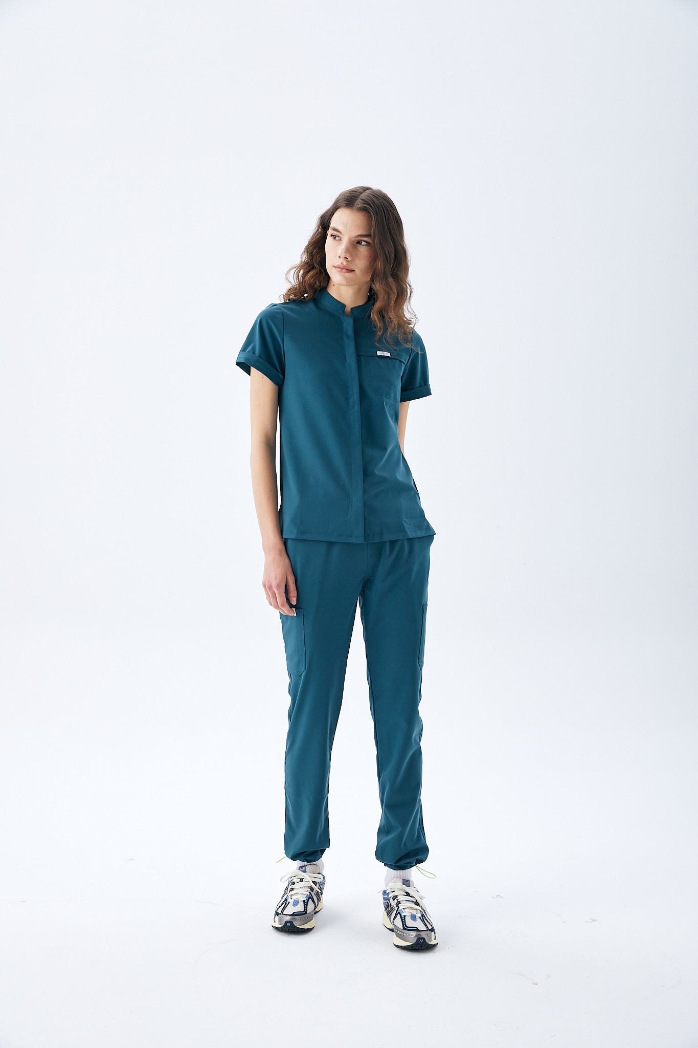 MİLEN SERİE KADIN TEK ÜST SCRUBS - PETROL