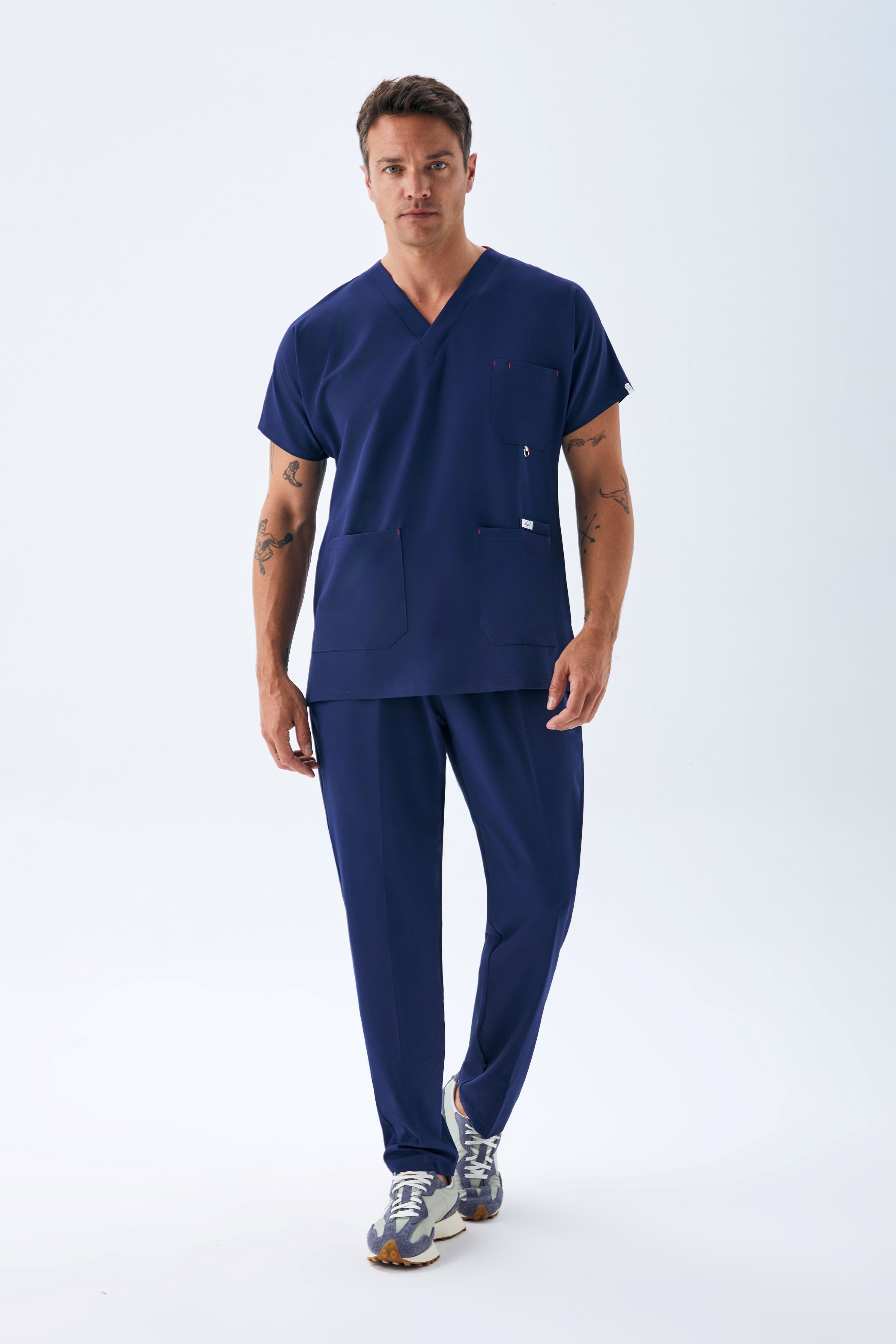 EXCLUSİVE V YAKA ERKEK SCRUB TAKIM - GECE MAVİ