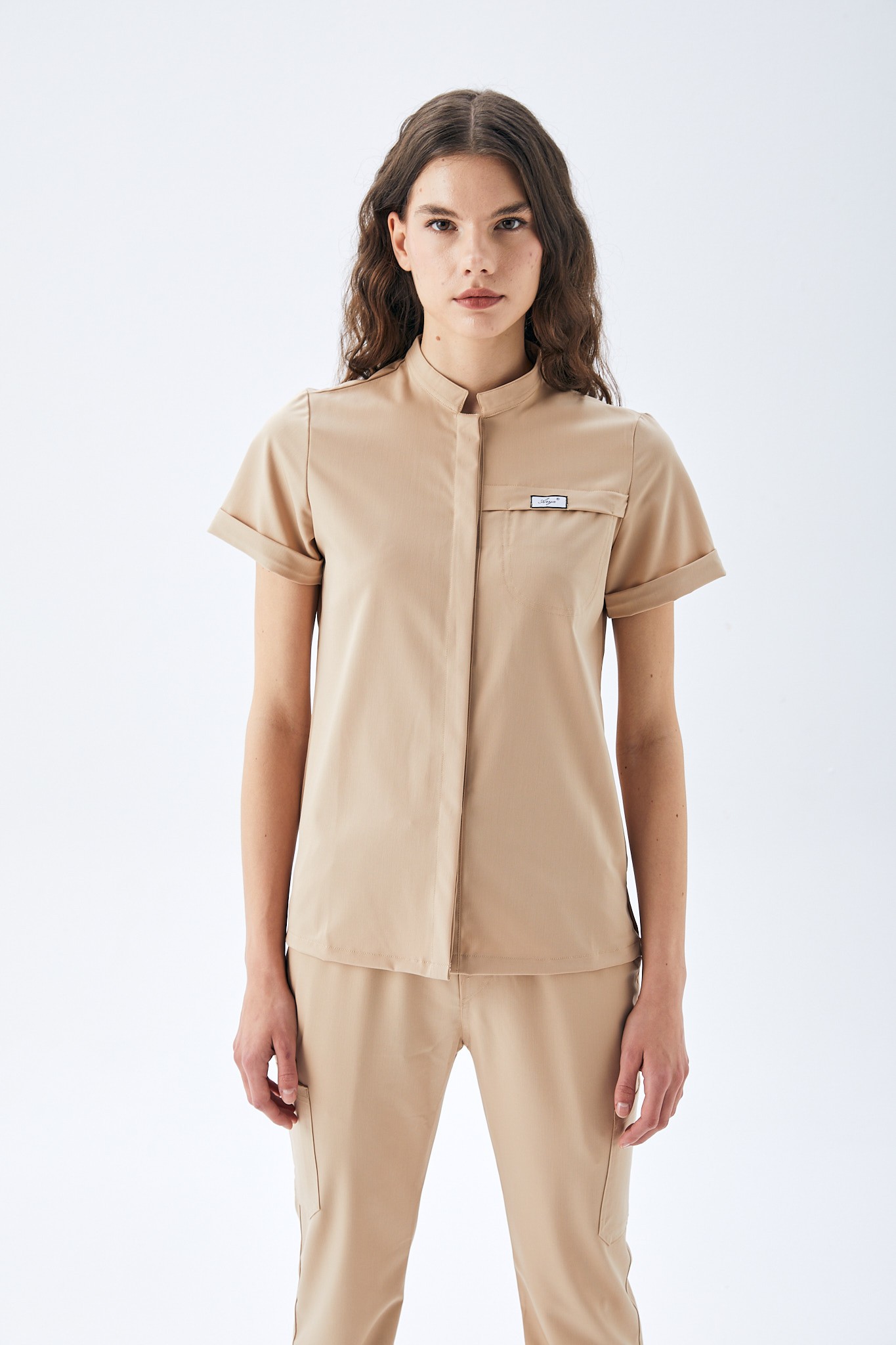 MİLEN SERİE KADIN TEK ÜST SCRUBS - BEJ
