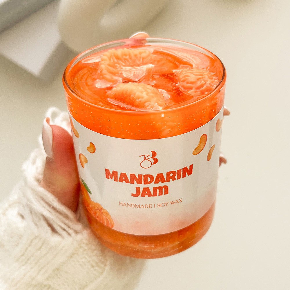 Mandalina Kokulu El Yapımı Mandalina Reçeli Dekorasyon Jel Mum