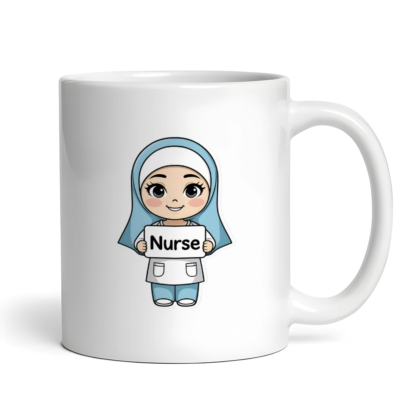 Eşarplı Başörtülü Hemşire Figürlü Kupa Bardak