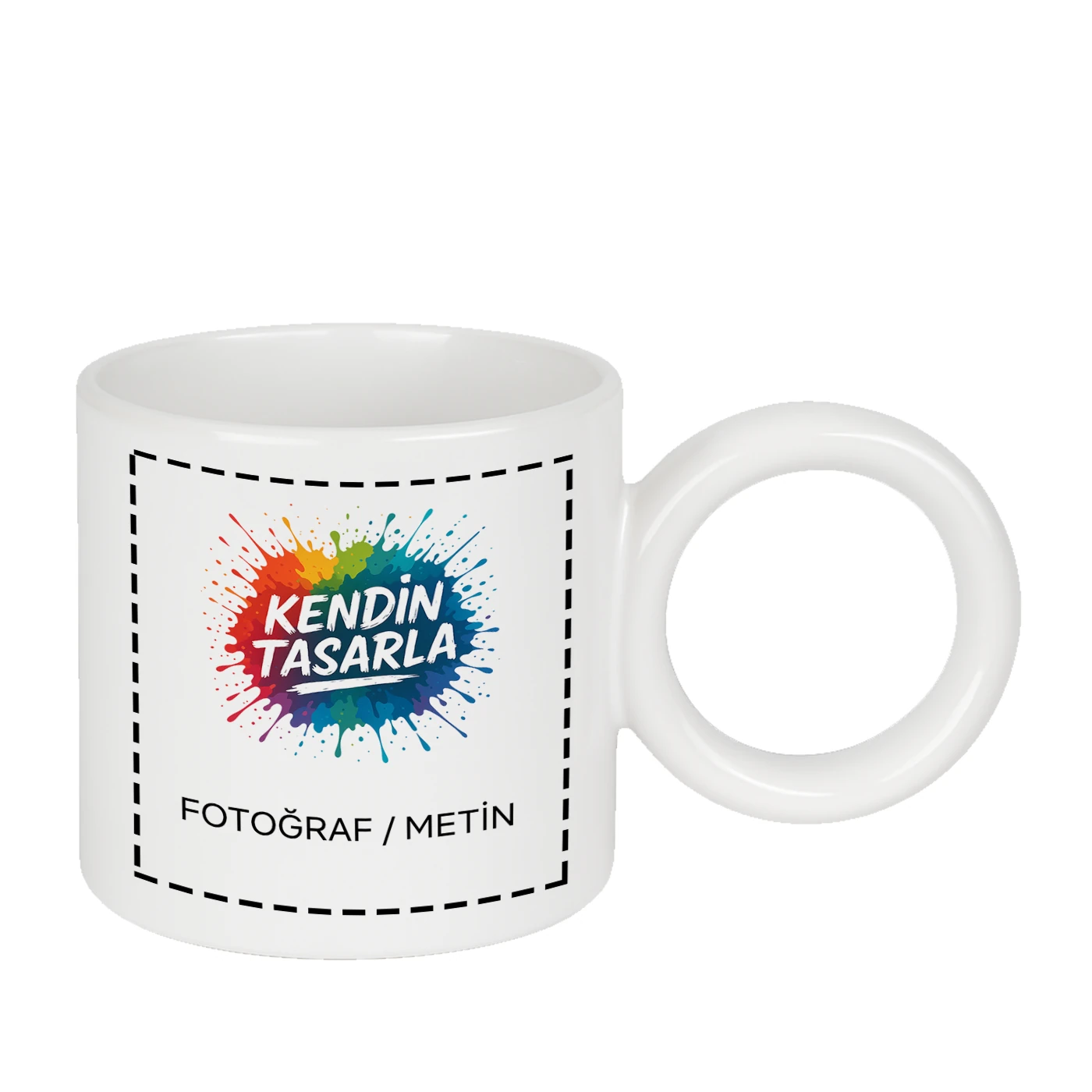 Beyaz Halka Kulplu Kupa Bardak