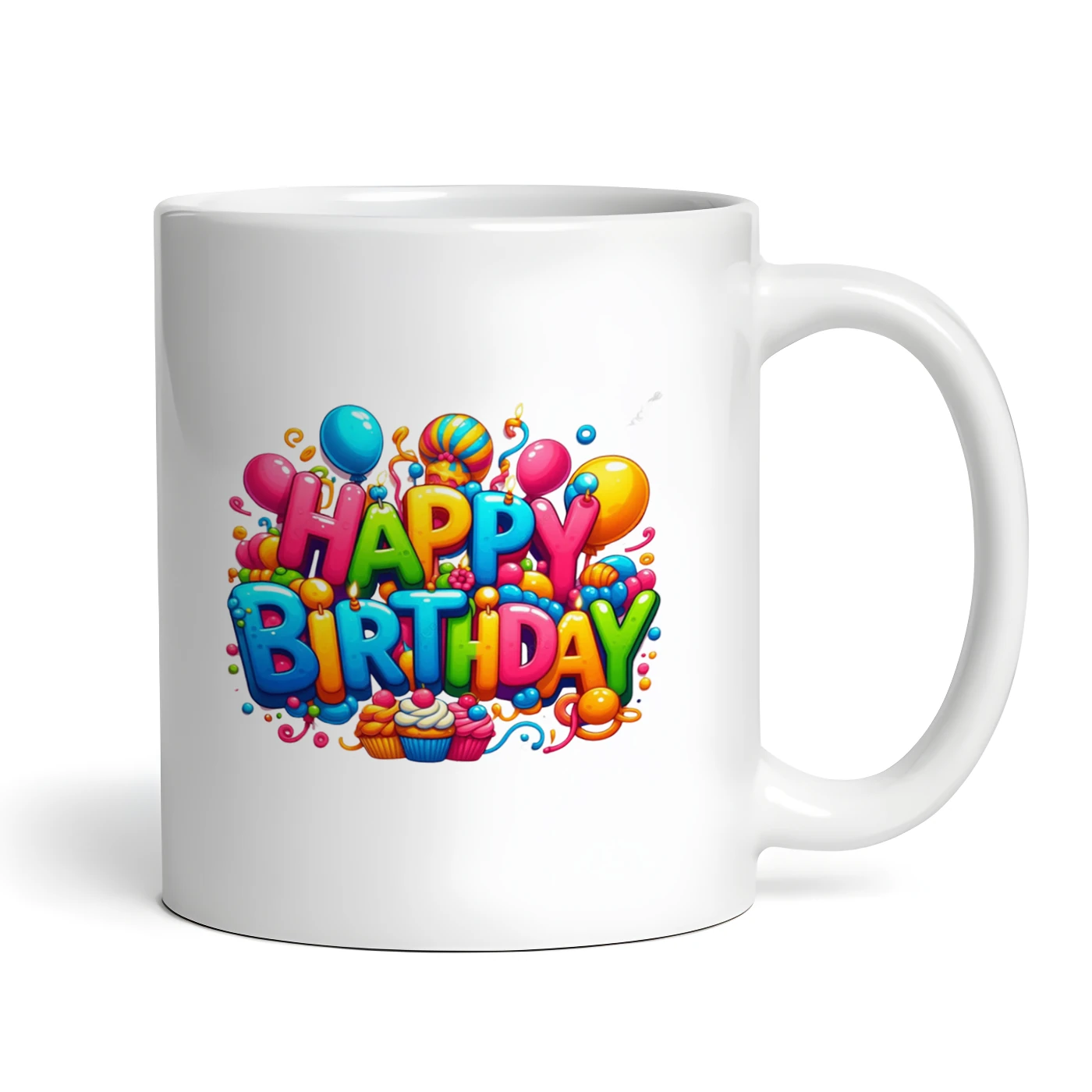 Happy Birthday Renkli Balonlu Doğum Günü Kupa Bardak