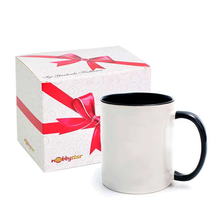 İçi Ve Kulpu Siyah Kupa Bardak