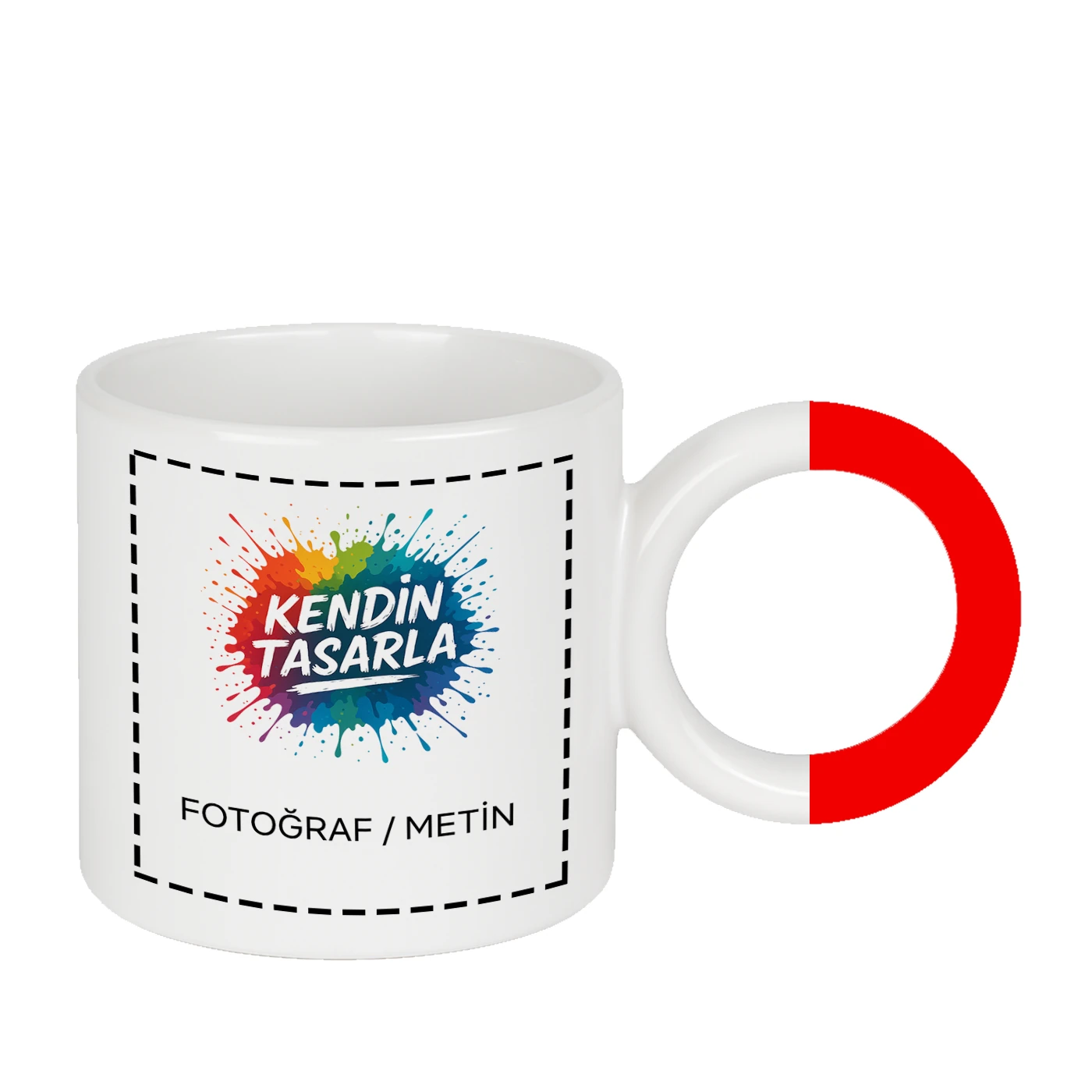 Beyaz Halka Kulplu Kupa Bardak