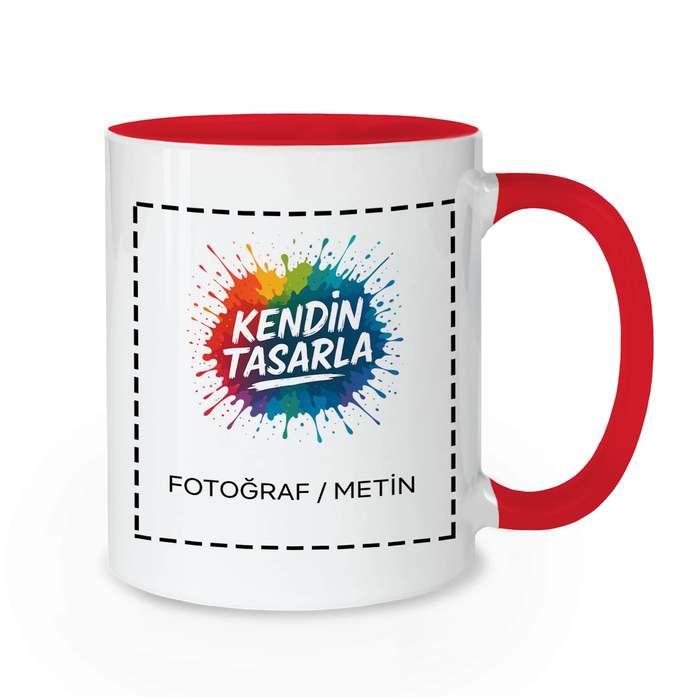 İçi Ve Kulpu Kırmızı Kupa Bardak