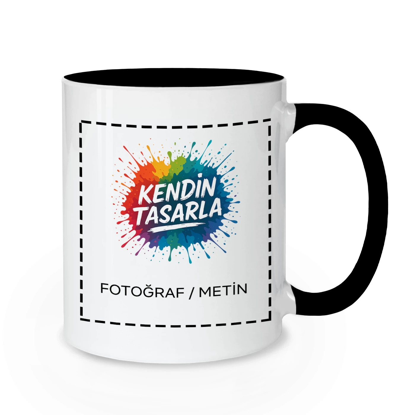 İçi Ve Kulpu Siyah Kupa Bardak