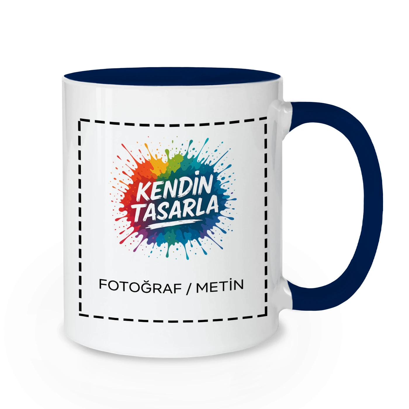 İçi Ve Kulpu Lacivert Kupa Bardak