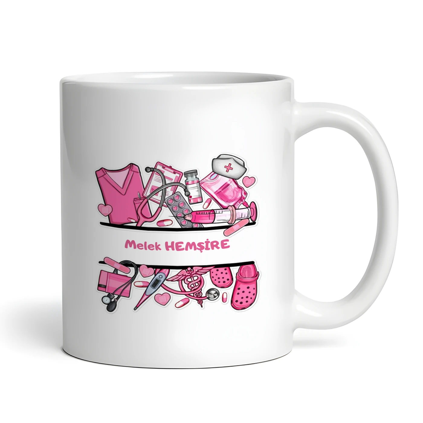 Hastane Nesneleri ile Hemşire Kupa Bardak