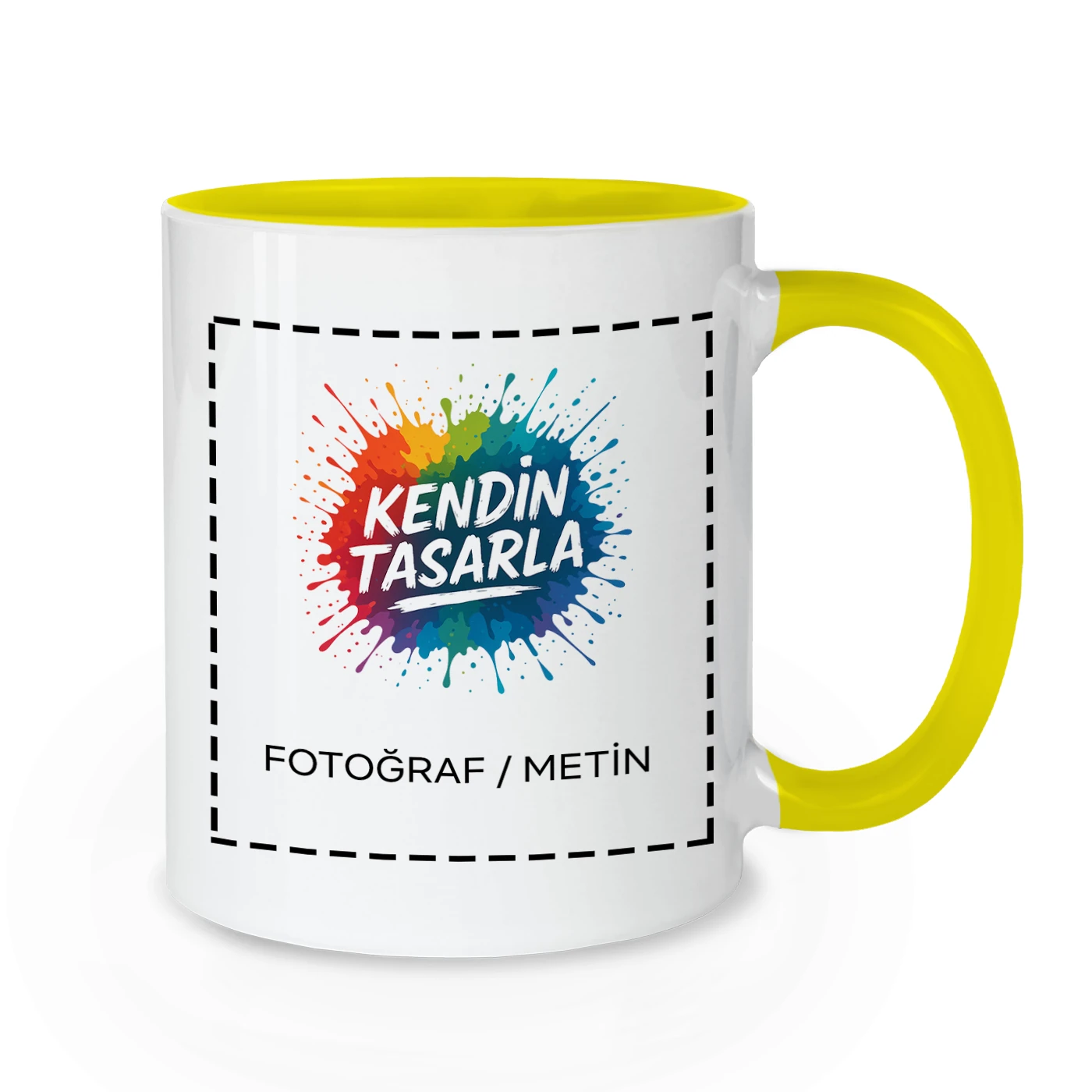 İçi Ve Kulpu Sarı Kupa Bardak