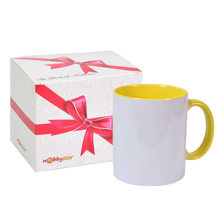 İçi Ve Kulpu Sarı Kupa Bardak