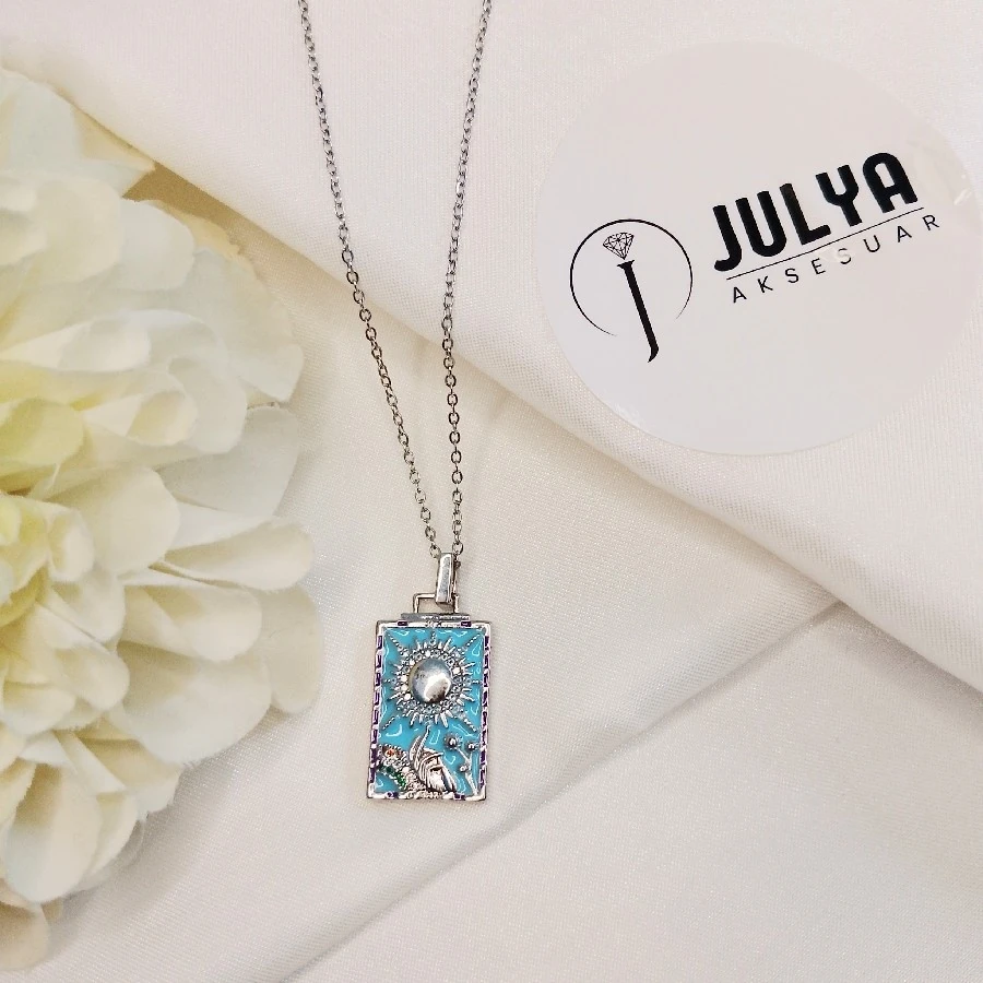 ÇELİK GÜMÜŞ RENGİ PASLANMAZ KARARMAZ 45+5 CM TAROT KOLYE