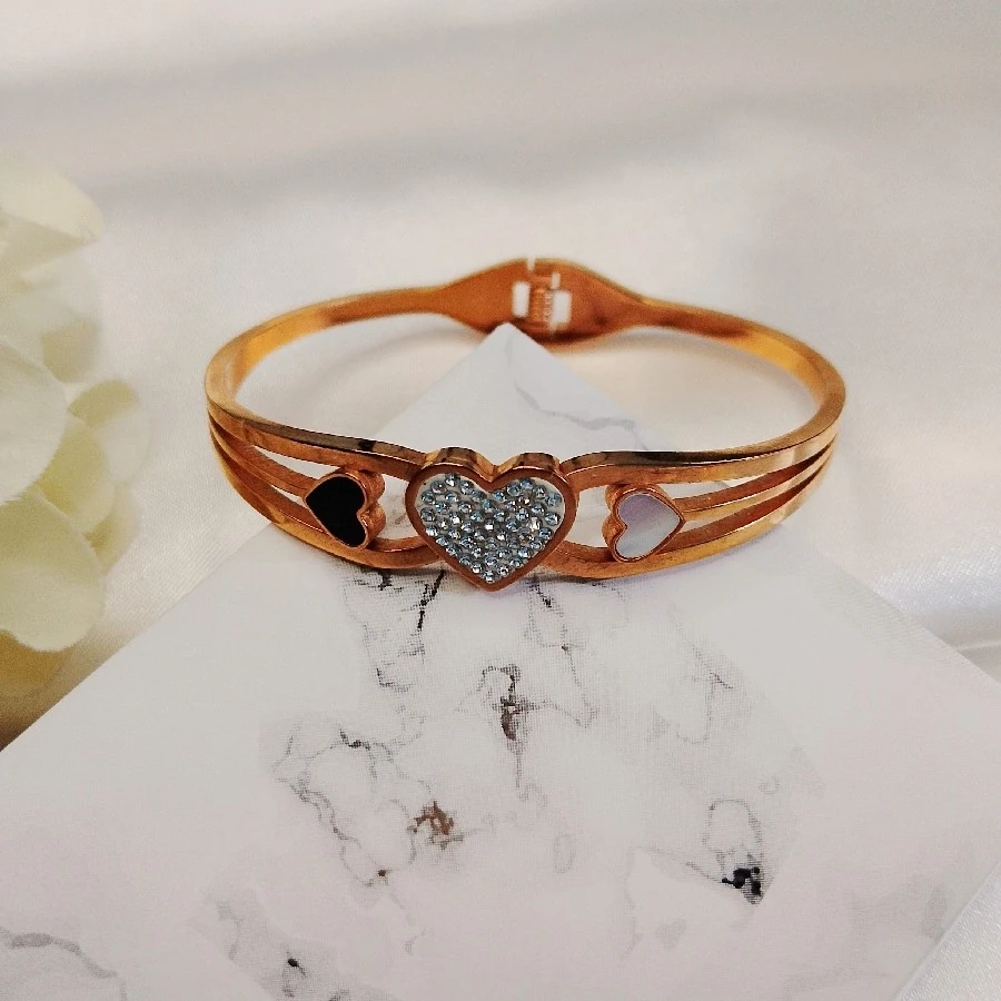 ÇELİK ROZ KALPLİ TAŞLI  KARARMAZ PASLANMAZ 19 CM KELEPÇE