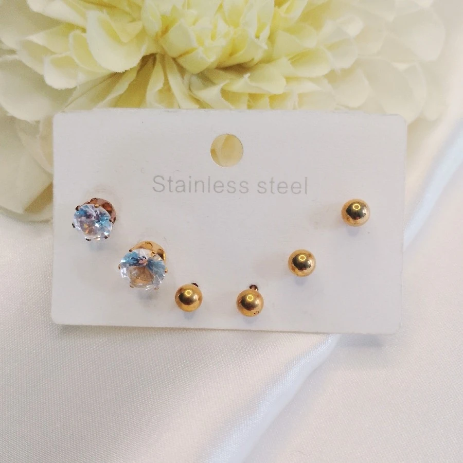 ÇELİK GOLD TAŞLI  6 LI KARARMAZ PASLANMAZ KÜPE