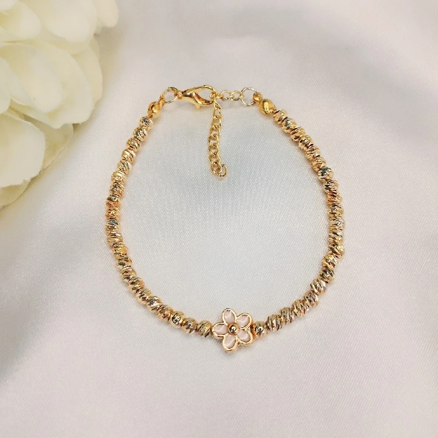 GOLD ÇİÇEKLİ  PRİNÇ KAPLAMA DORİKA BİLEKLİK