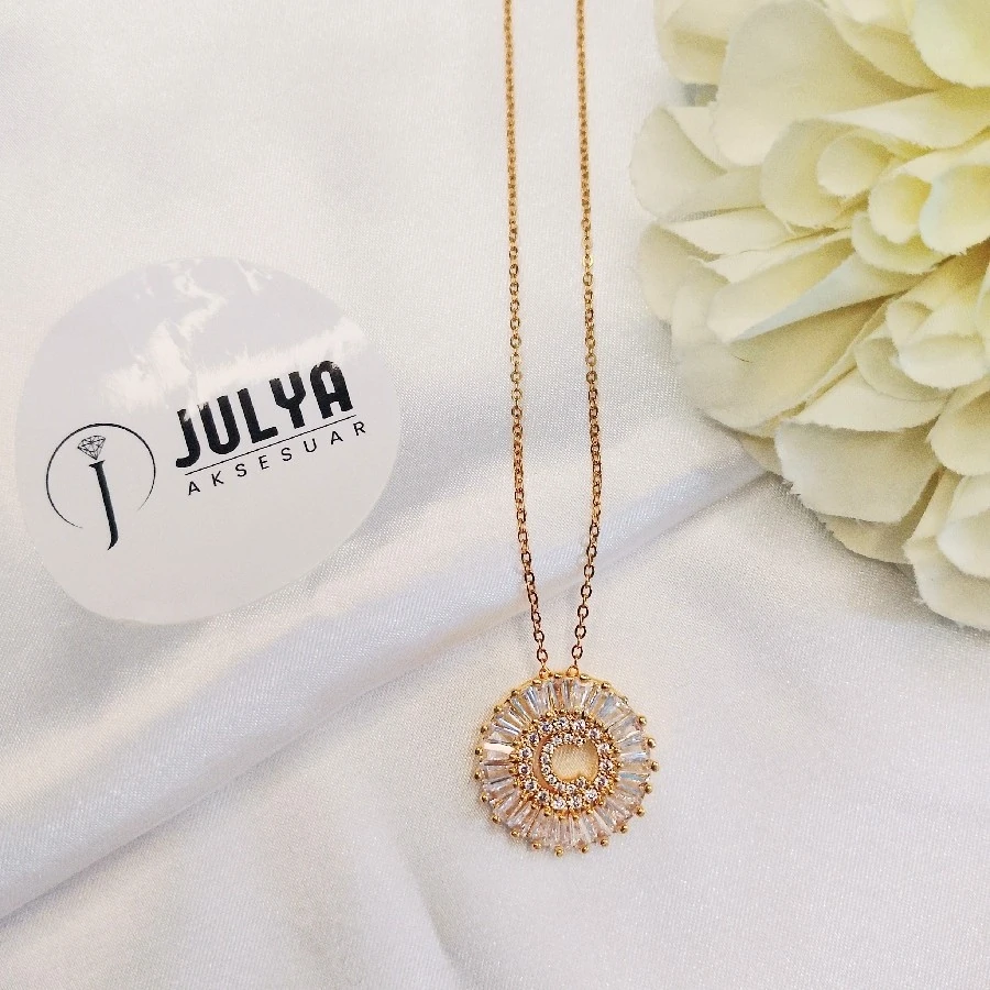 ÇELİK GOLD KRİSTAL TAŞLI 45+5 CM HARF KARARMAZ PASLANMAZ KOLYE