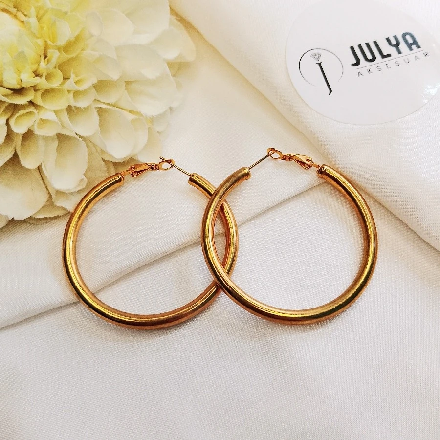 ÇELİK GOLD KARARMAZ PASLANMAZ  ORTA BOY HALKA KÜPE