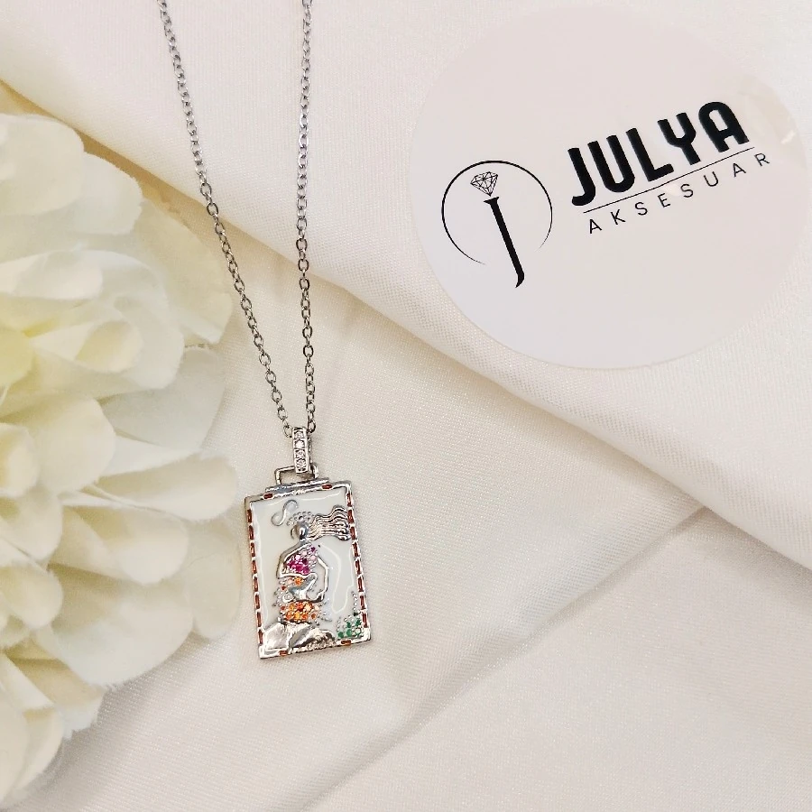 ÇELİK GÜMÜŞ RENGİ PASLANMAZ KARARMAZ 45+5 CM TAROT KOLYE