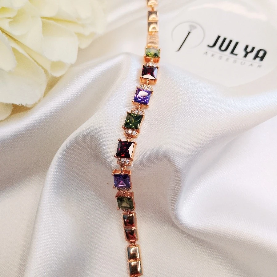 ÇELİK ROZE RENKLİ KRİSTAL TAŞLI KARARMAZ PASLANMAZ VİP XUPİNG BİLEKLİK