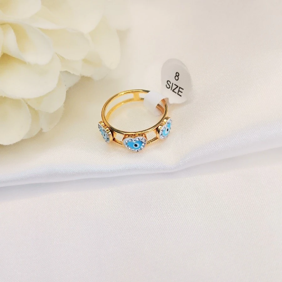 ÇELİK GOLD NAZAR BONCUKLU  KARARMAZ PASLANMAZ 8 NUMARA YÜZÜK