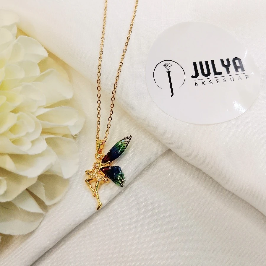 ÇELİK GOLD KARARMAZ PASLANMAZ MELEK  UÇLU  ZARİF 45+5 CM KOLYE