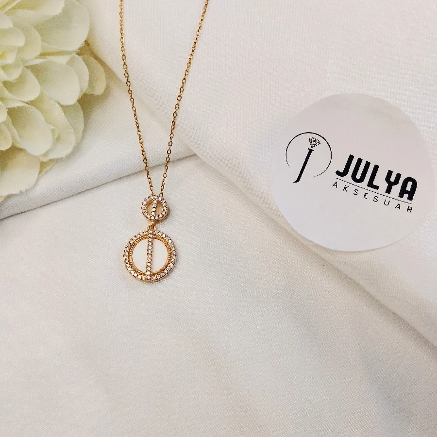 ÇELİK GOLD TAŞLI KARARMAZ PASLANMAZ MARKA 45+5 CM SEDEF KOLYE