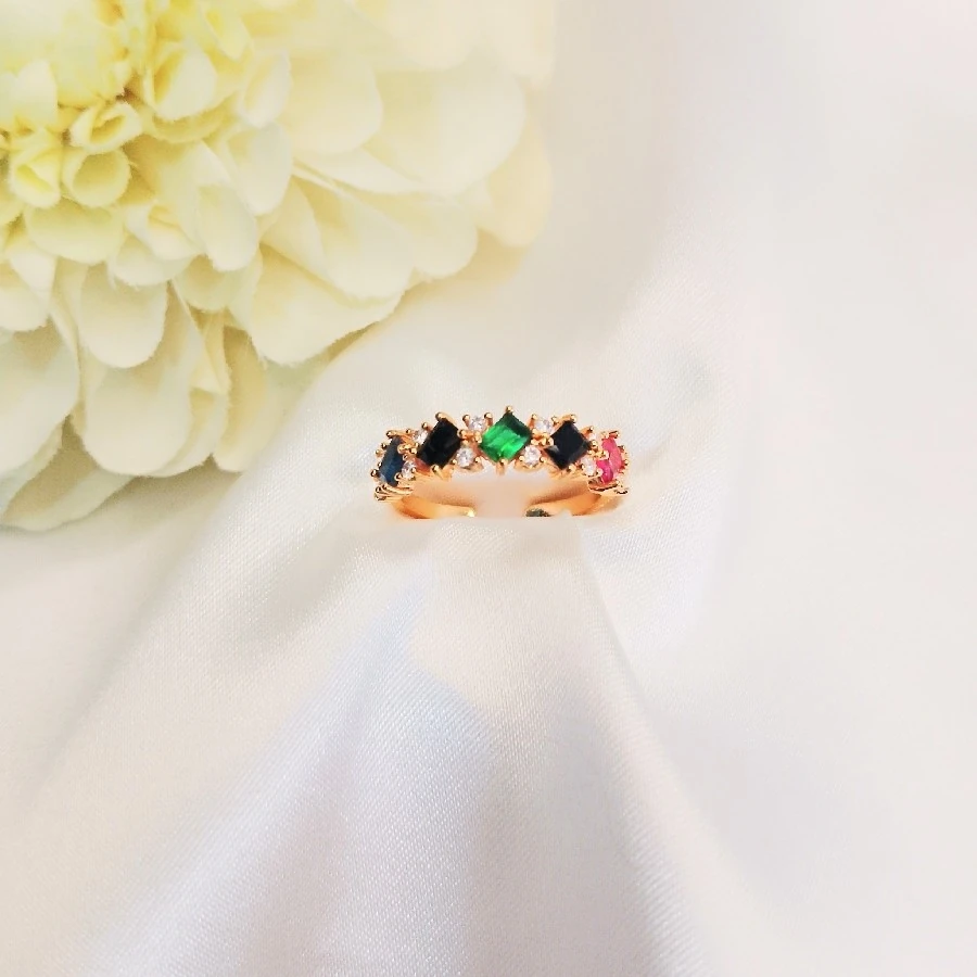 ÇELİK GOLD RENKLİ  TAŞLI AYARLANABİLİR YÜZÜK