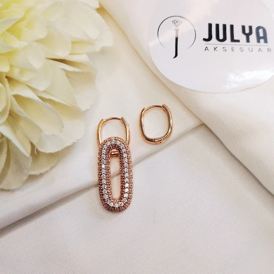 ÇELİK ROZE TAŞLI YUVARLAK KARARMAZ PASLANMAZ KÜPE