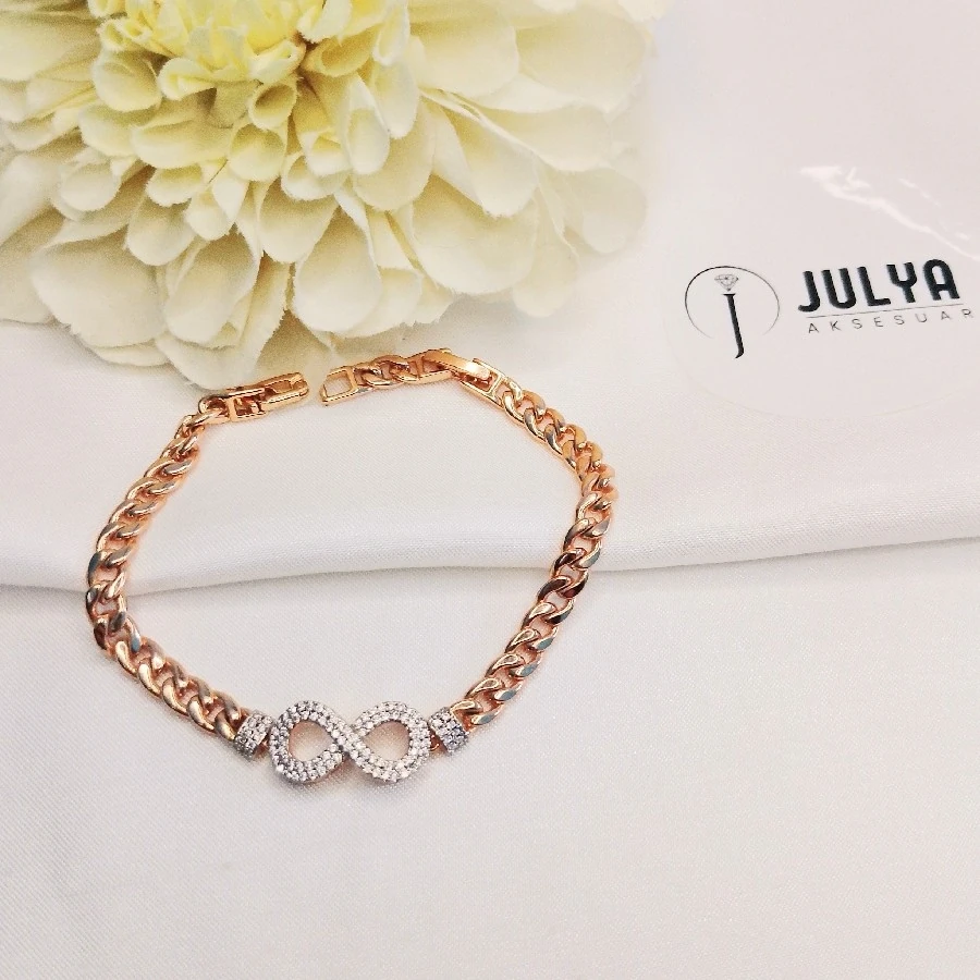 ROSE ÇELİK TAŞLI KALIN ZİNCİRLİ SONSUZLUK KARARMAZ PASLANMAZ BİLEKLİK