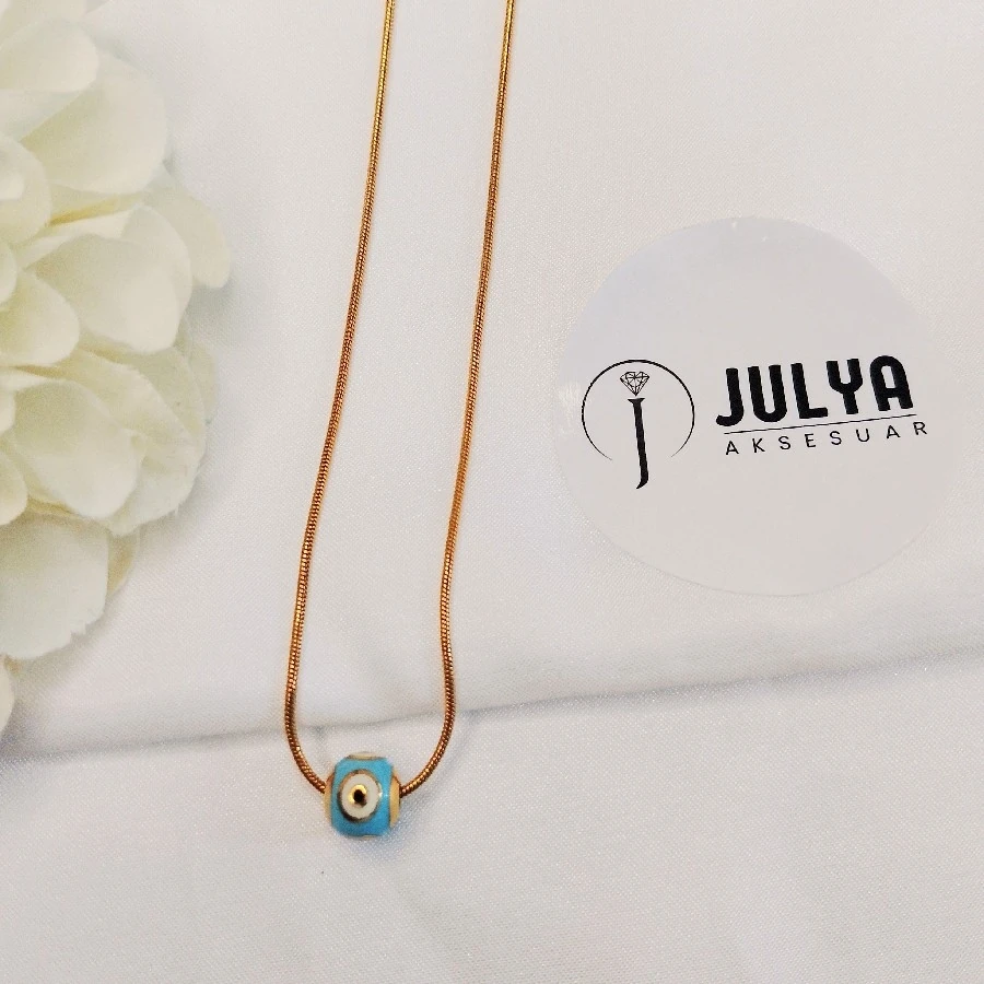 ÇELİK GOLD RENK NAZAR BONCUK UÇLU 45+5 CM KARARMAZ PASLANMAZ KOLYE