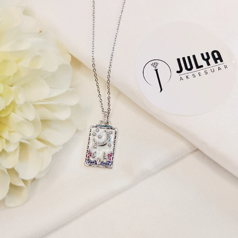 ÇELİK GÜMÜŞ RENGİ PASLANMAZ KARARMAZ 45+5 CM TAROT KOLYE