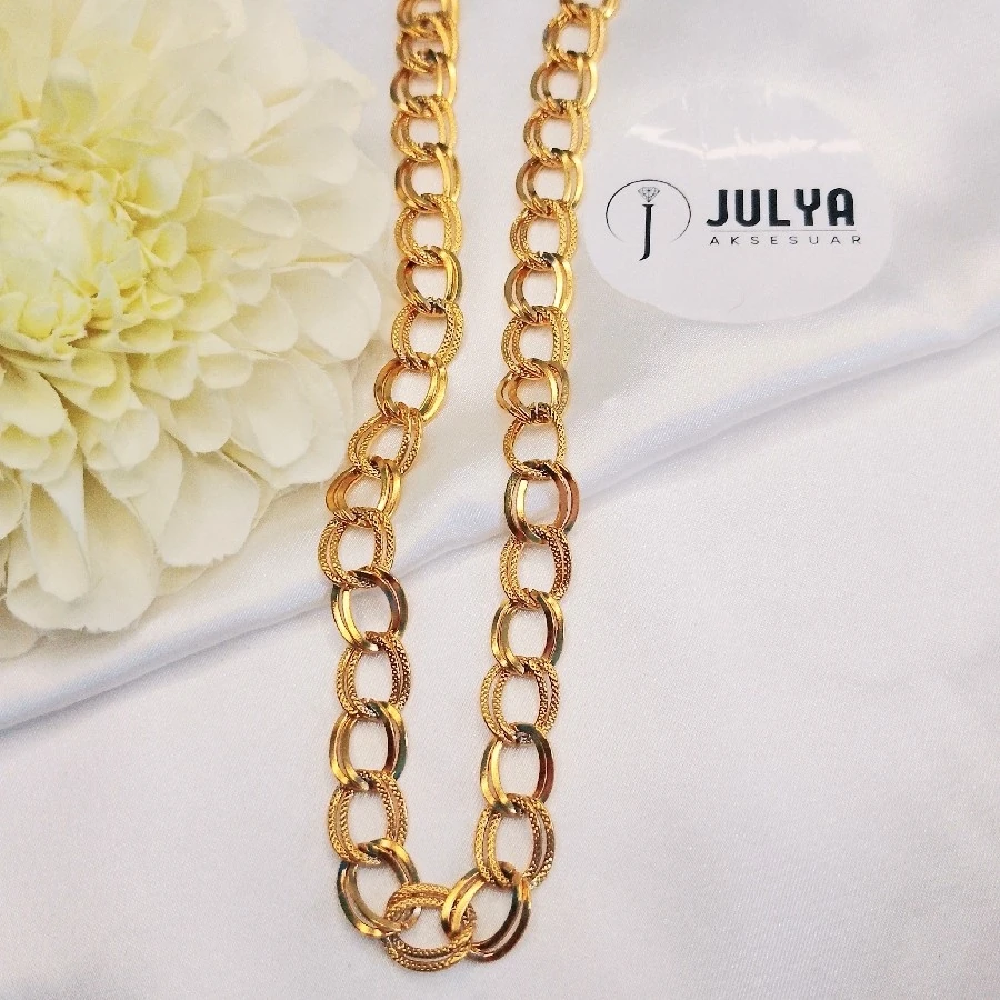 ÇELİK GOLD  GENİŞ  ZİNCİR ŞIK 55+5 CM KOLYE