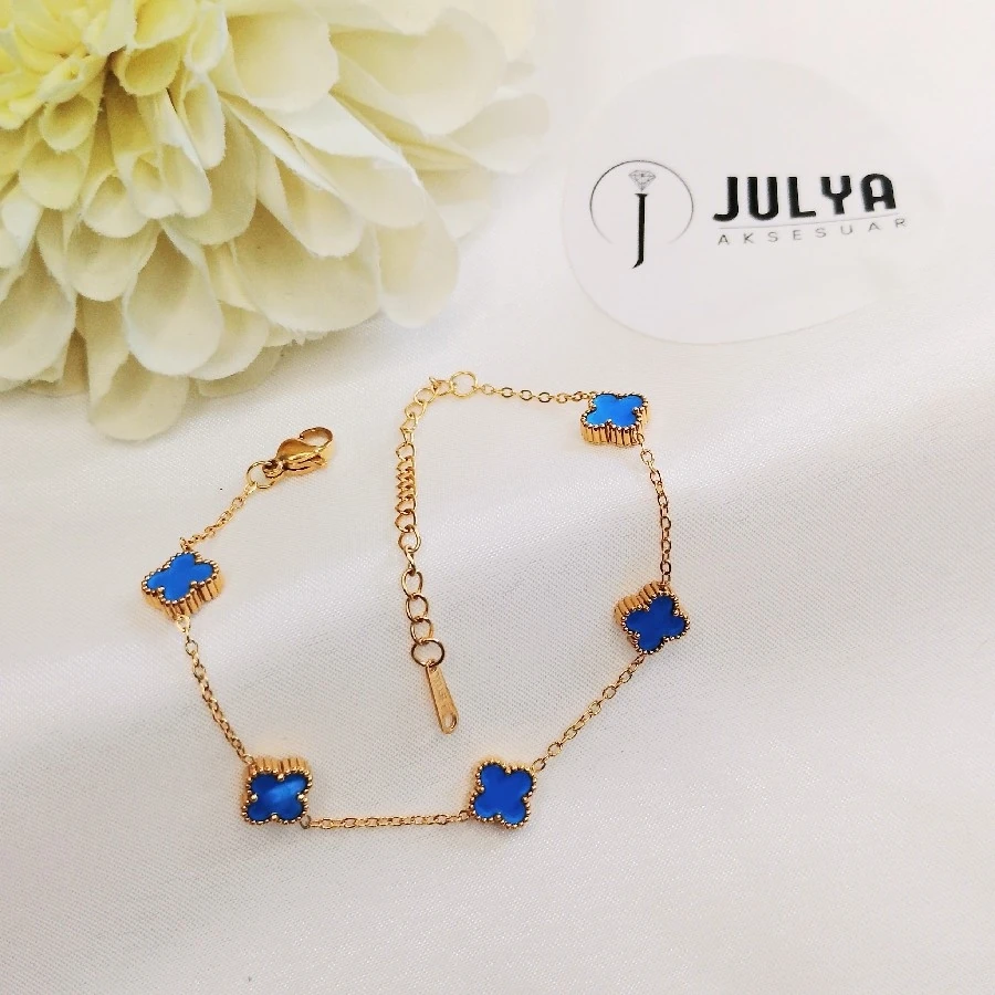 ÇELİK GOLD KARARMAZ PASLANMAZ MAVİ RENKLİ MARKA BİLEKLİK