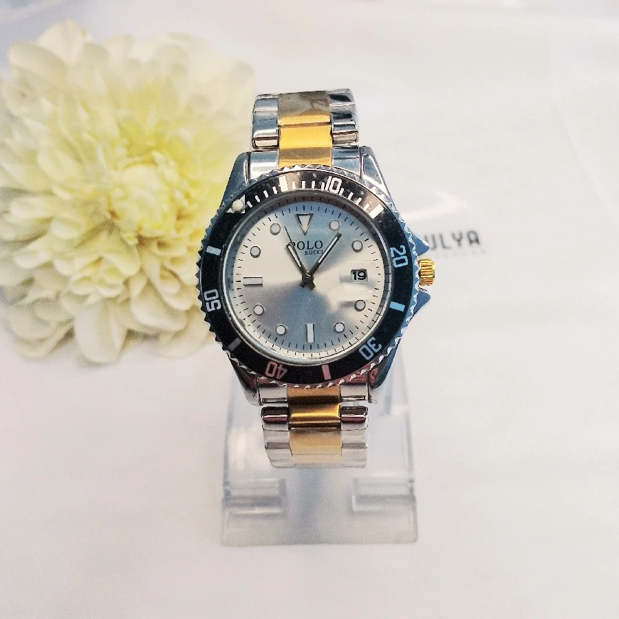 ÇELİK GÜMÜŞ RENGİ GOLD KARARMAZ PASLANMAZ POLO MARKA ERKEK KOL SAATİ