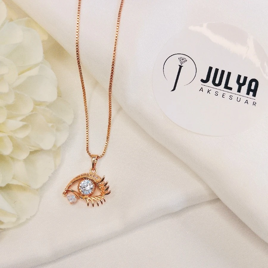 ROSE ÇELİK TAŞLI VE GÖZ KARARMAZ PASLANMAZ XUPING KOLYE