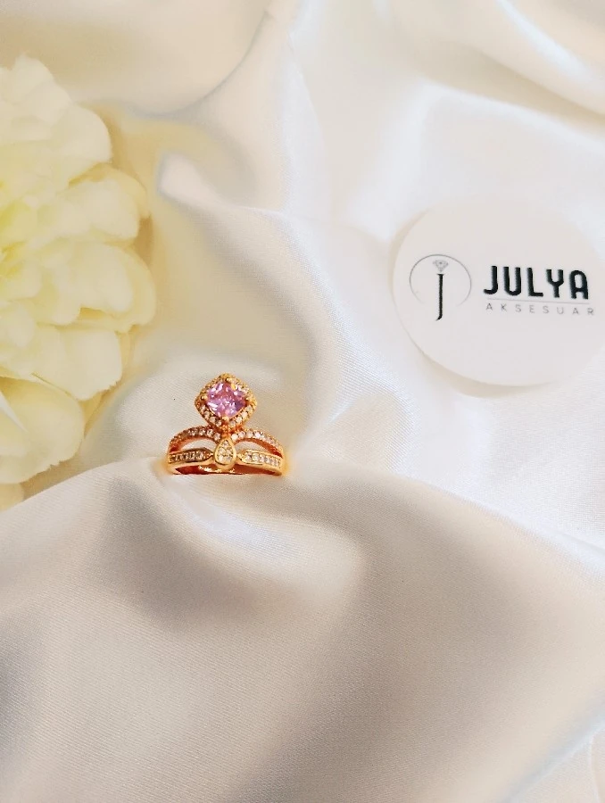 ÇELİK GOLD PENBE ZİRKON TAŞLI AYARLANABİLİR YÜZÜK
