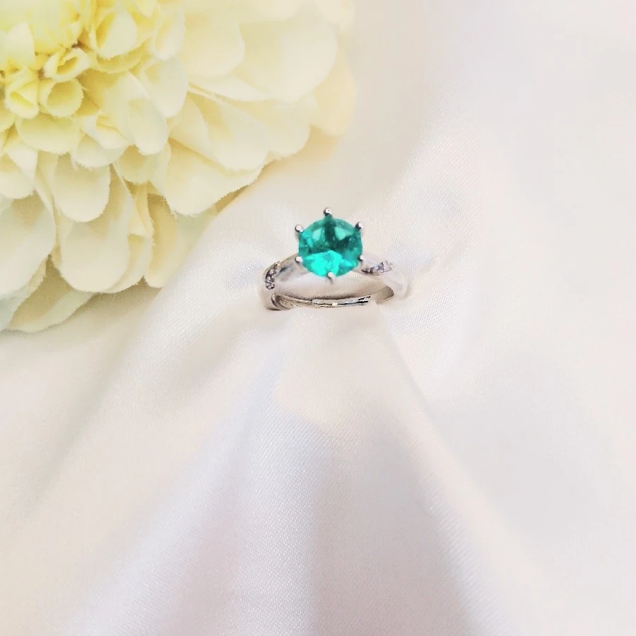 ÇELİK GÜMÜŞ RENGİ   YEŞİL TAŞLI     AYARLANABİLİR YÜZÜK