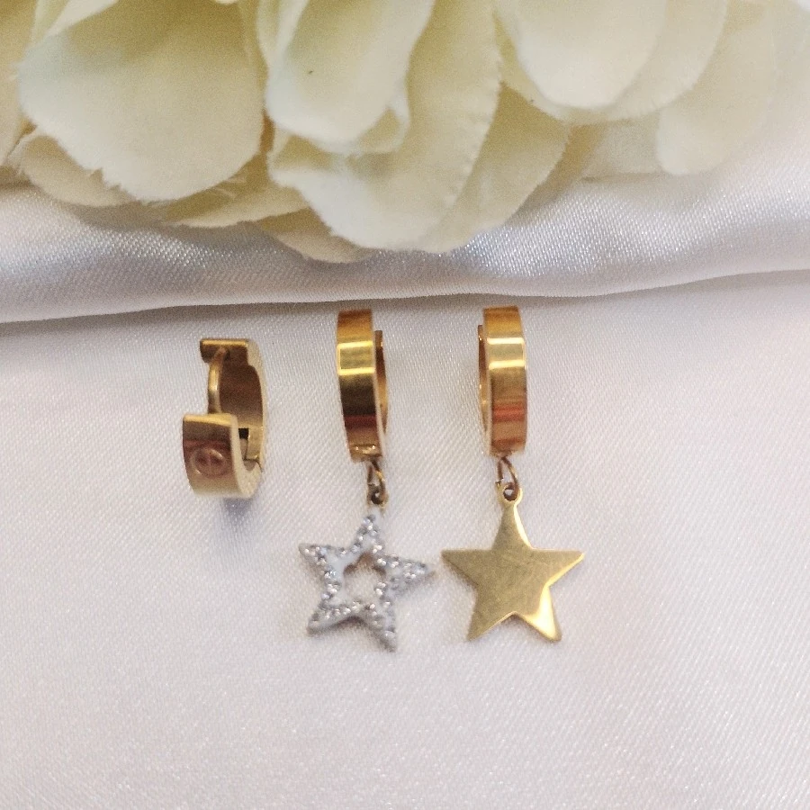 ÇELİK GOLD  TAŞLI  YILDIZLI  3 LÜ KÜPE