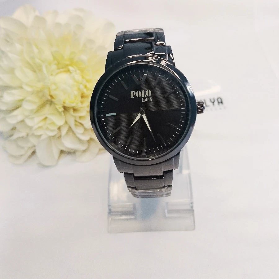 ÇELİK SİYAH KARARMAZ PASLANMAZ POLO MARKA ERKEK KOL SAATİ