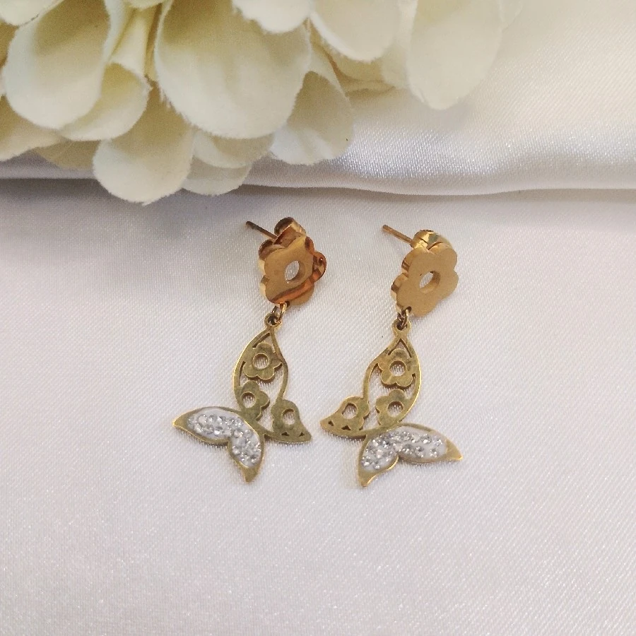 ÇELİK GOLD TAŞLI KELEBEK KÜPE