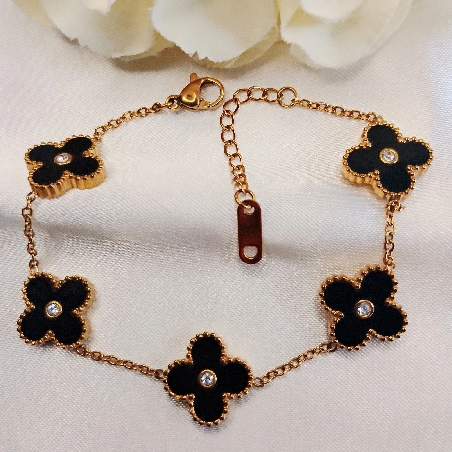 ÇELİK GOLD TAŞLI MARKA KARARMAZ PASLANMAZ YONCA BİLEKLİK