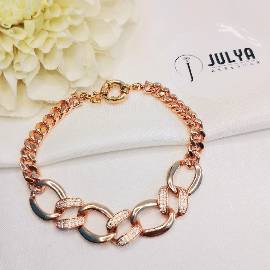 ROSE ÇELİK TAŞLI KARARMAZ PASLANMAZ BİLEKLİK