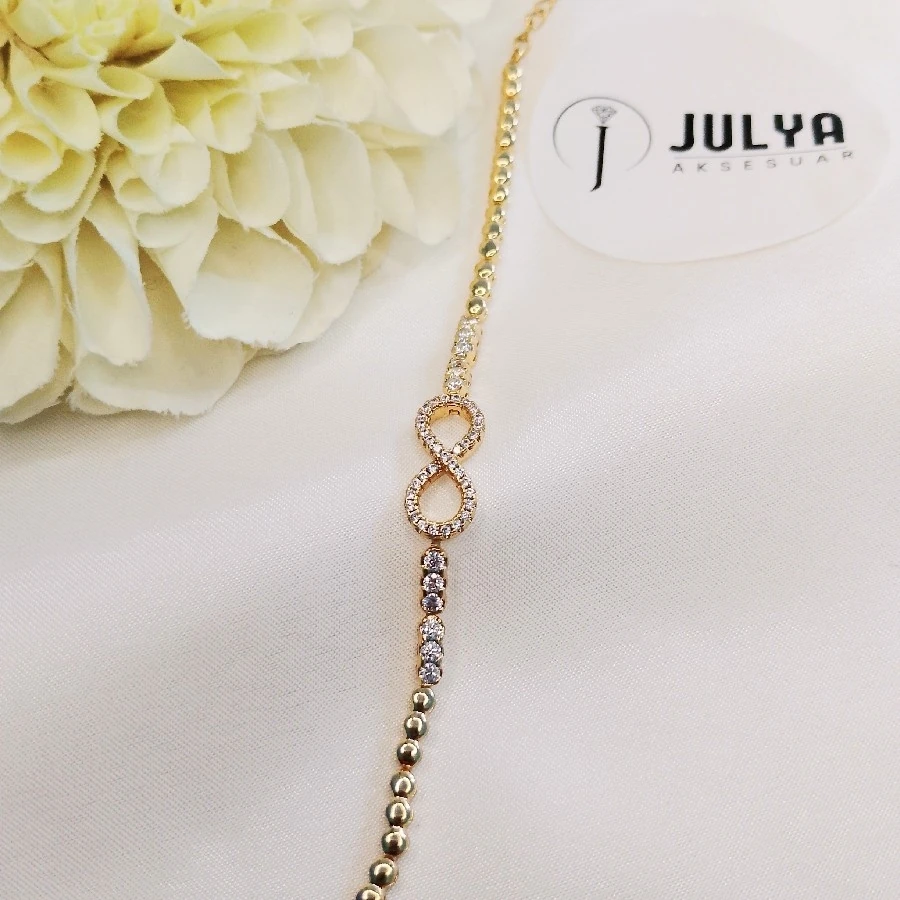 ÇELİK GOLD KARARMAZ PASLANMAZ TAŞLI SONSUZLUK BİLEKLİK