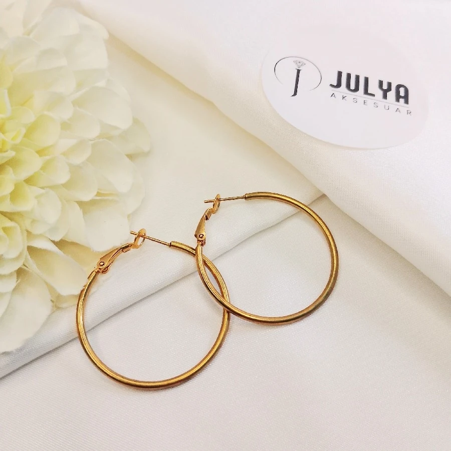 ÇELİK GOLD KARARMAZ PASLANMAZ YUVARLAK ORTA BOY HALKA KÜPE