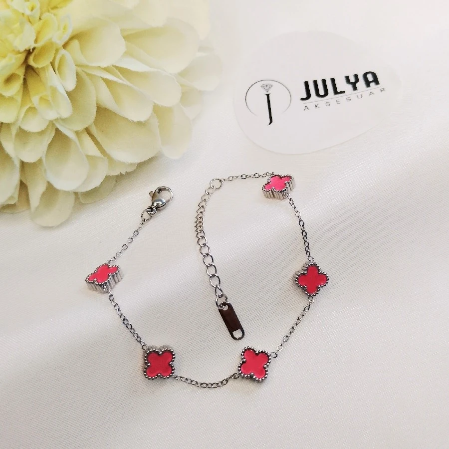 ÇELİK GÜMÜŞ RENGİ KARARMAZ PASLANMAZ PEMBE  MARKA BİLEKLİK