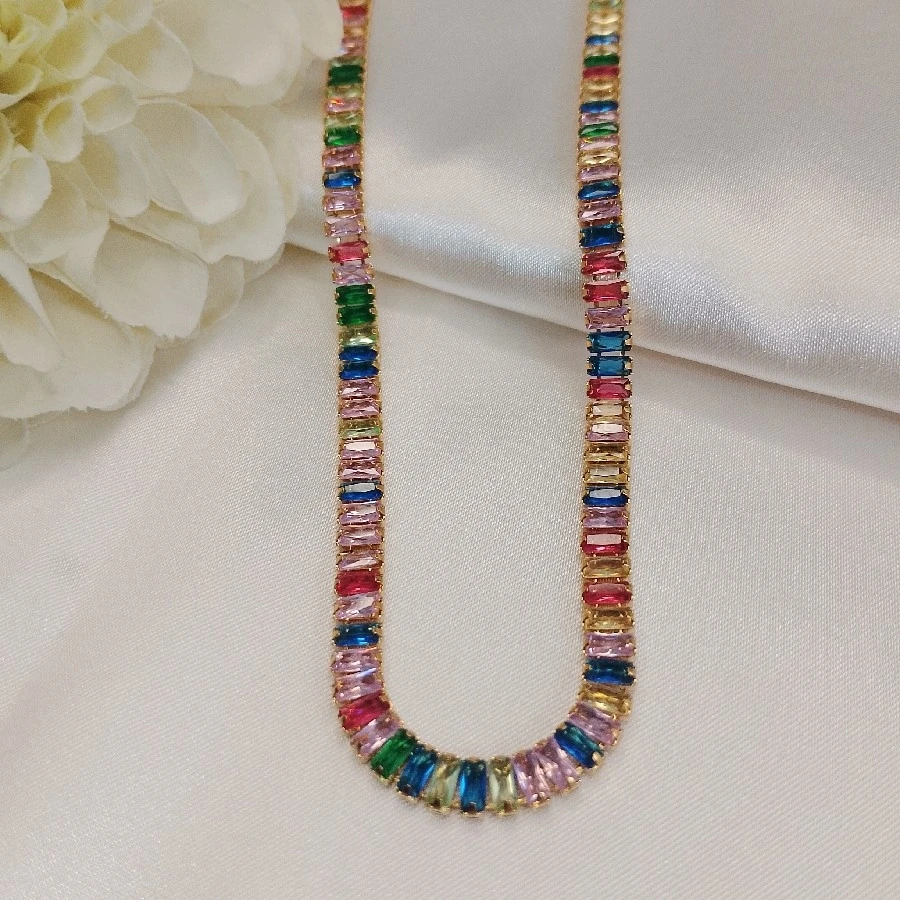 RENKLİ ŞIK  45 CM  SU TOLU KOLYE