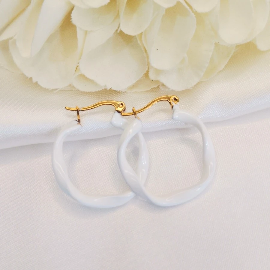 ÇELİK GOLD BEYAZ HALKA KARARMAZ PASLANMAZ KÜPE