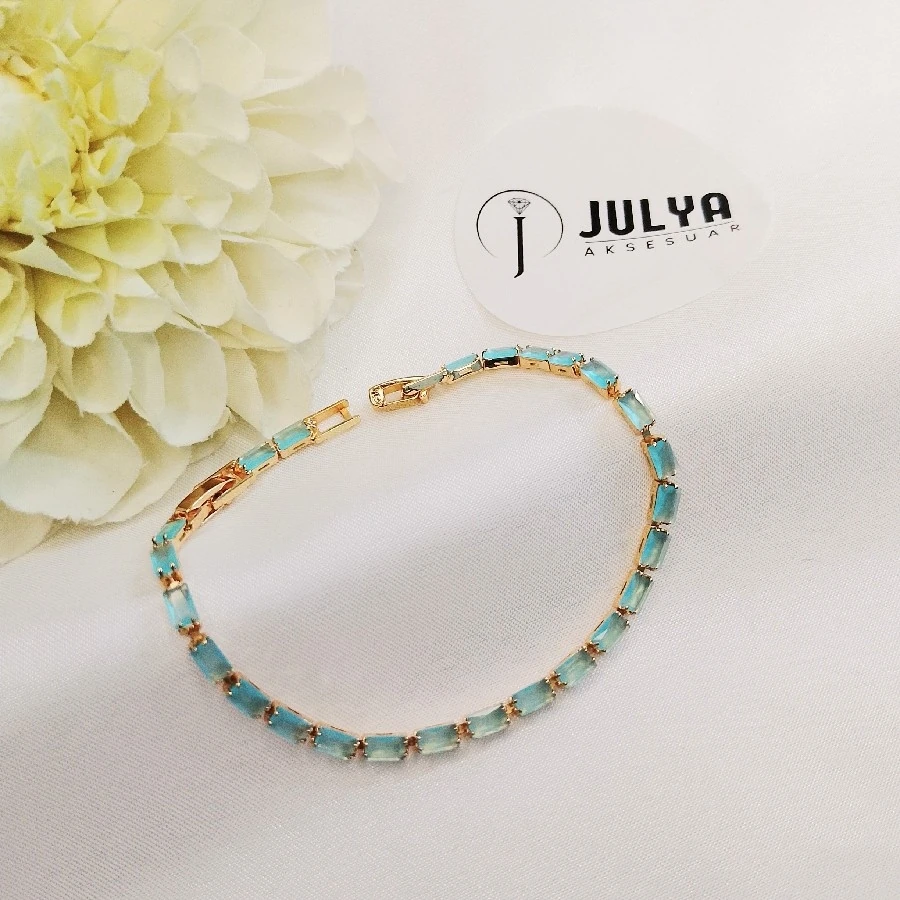 ÇELİK GOLD KARARMAZ PASLANMAZ AÇIK MAVi SU YOLU BİLEKLİK