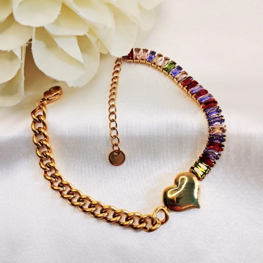 ÇELİK GOLD SUYOLU KALPLİ KARARMAZ PASLANMAZ BİLEKLİK